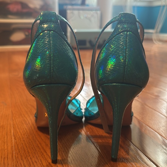 Mix No. 6 Arlette Aqua Blue Iridescent Mermaid Point Toe Heel Pumps - Picture 4 of 6